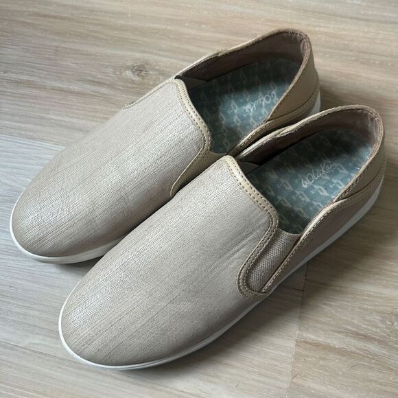 Olukai Ki'Ihele 'Ili Beige Leather Shoes Women's 11 - Picture 1 of 7